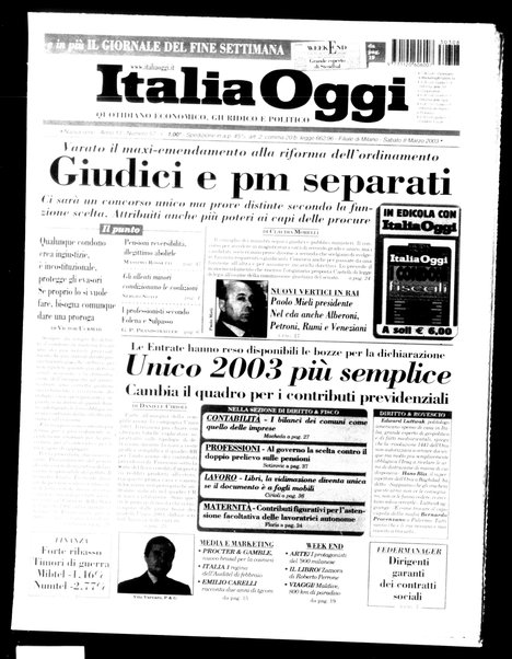 Italia oggi : quotidiano di economia finanza e politica